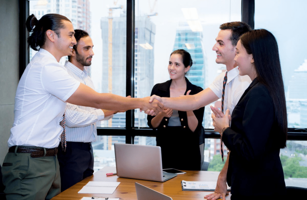 A group of people hand shaking