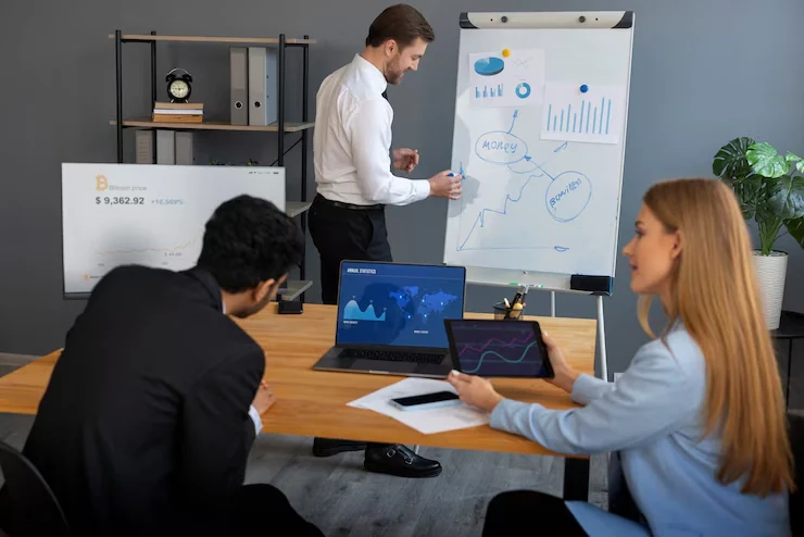 Pearl Lemon Sales Team Presenting Data Insights